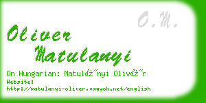 oliver matulanyi business card